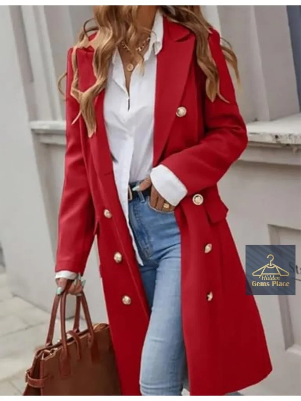 Women's Long Wool Blend Peacoat Double Breasted Trench Coat